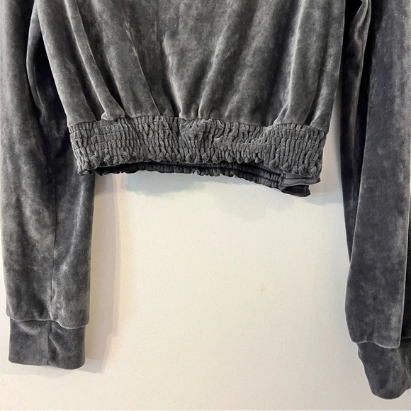 SAVVI Natasha Velour Velvet Sweater Cinched Gray Soft Large - Picture 7 of 8